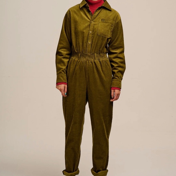 Lucy & Yak Pants - Lucy and Yak green corduroy jumpsuit
